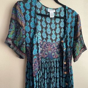 Vintage dress/open shirt concept.